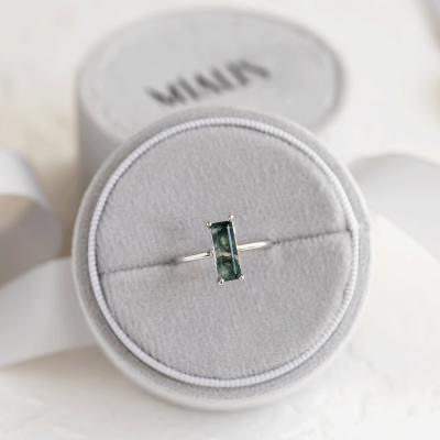 Prsten s baguette mechovým achátem ALVA