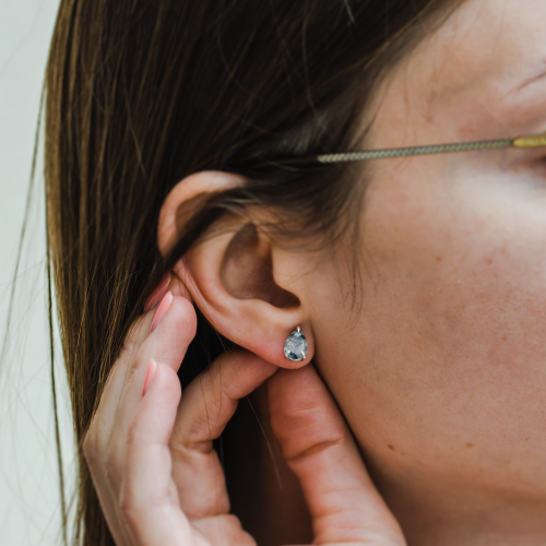 Gold pear moss agate earrings ARDY