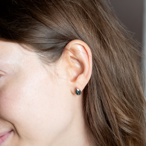 Gold pear moss agate earrings ARDY