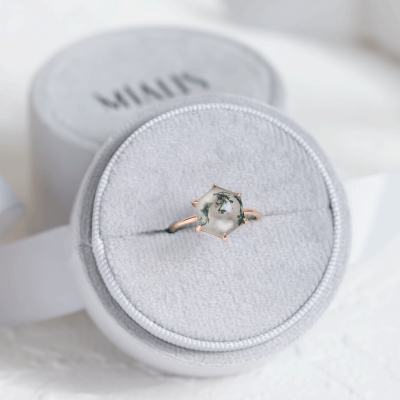 Zlatý prsten s mechový achátem ELIONOR