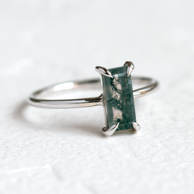 Elegantní prsten s mechovým achátem FAIRY