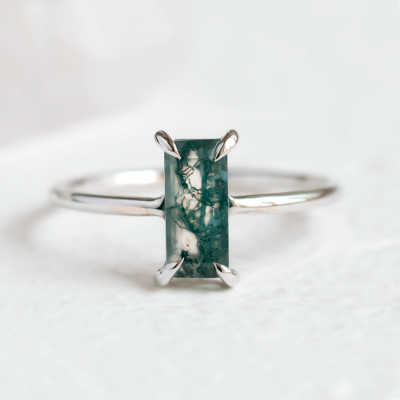 Elegantní prsten s mechovým achátem FAIRY