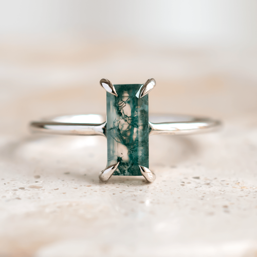 Elegantní prsten s mechovým achátem FAIRY