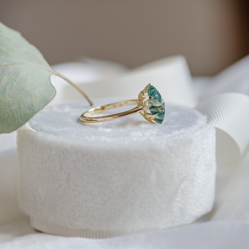 Engagement ring with moss agate GIULIA