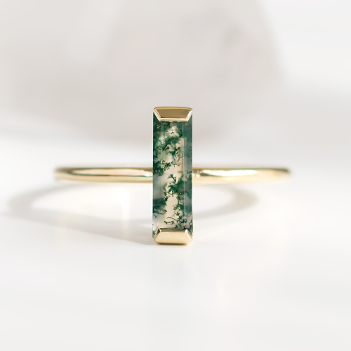 Minimalist moss agate ring HERMIONE