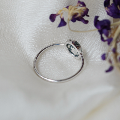 Zlatý minimalistický prsten s mechový achátem HILL