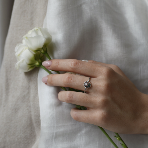 Gold ring with moss agate HILL