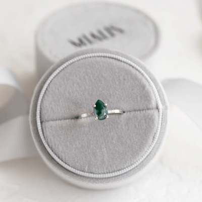 Zásnubní prsten s mechovým achátem a diamanty MARTINA