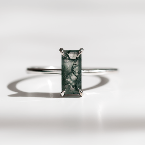 Gold ring with moss agate MOS