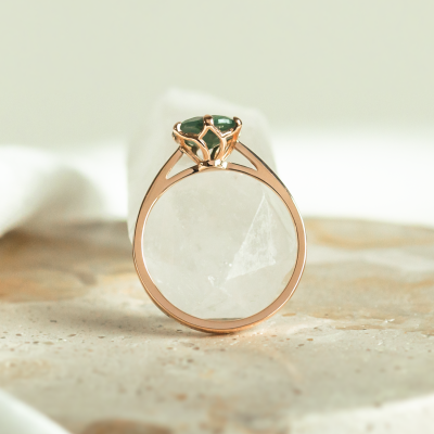 Moss agate gold ring OLLY