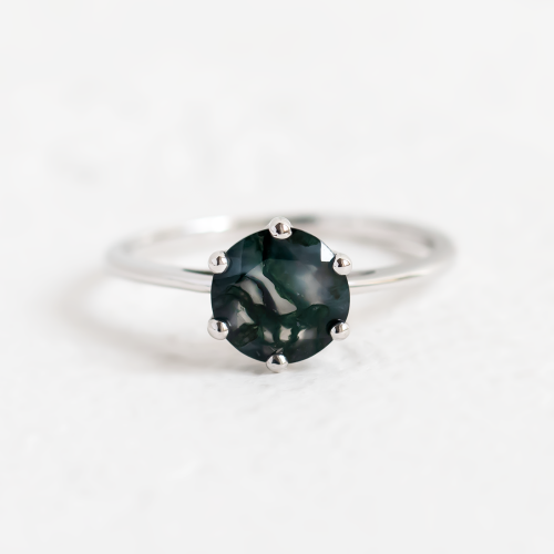 Moss agate gold ring OLLY