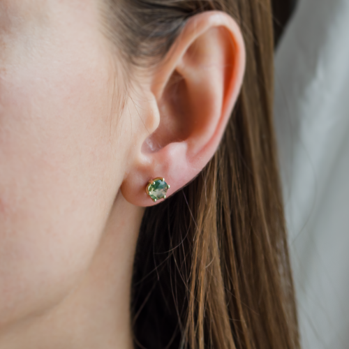 Gold earrings with moss agate REBE