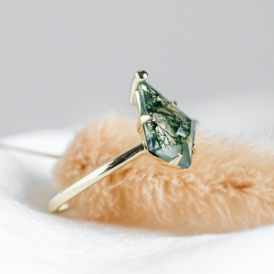Ring with kite moss agate SAMUEL