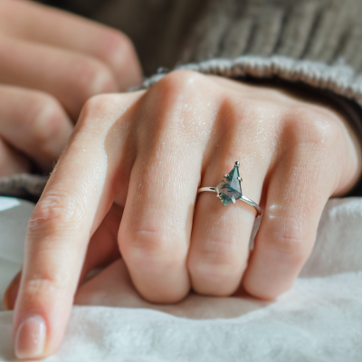 Prsten s kite mechovým achátem SAMUEL