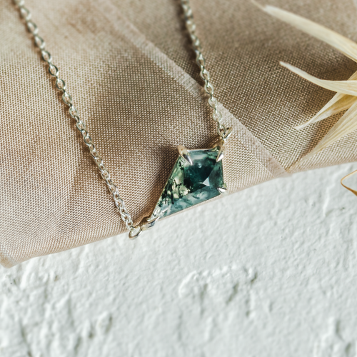 Gold bracelet with moss agate TELERI