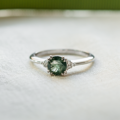 Moss agate engagement ring THEMIS