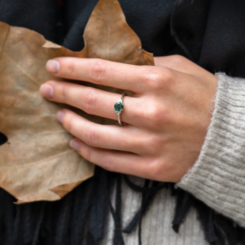 Moss agate engagement ring THEMIS