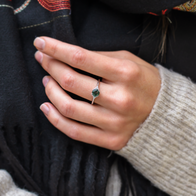 Moss agate engagement ring THEMIS