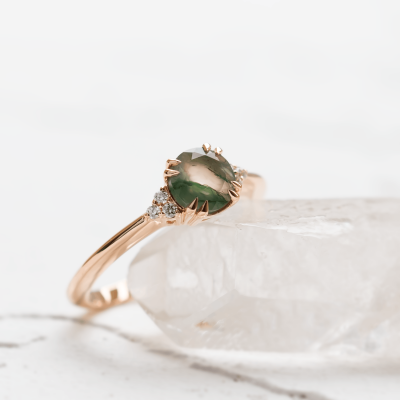 Moss agate engagement ring THEMIS