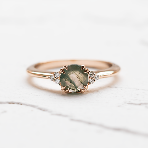 Moss agate engagement ring THEMIS