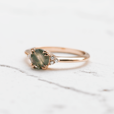 Moss agate engagement ring THEMIS