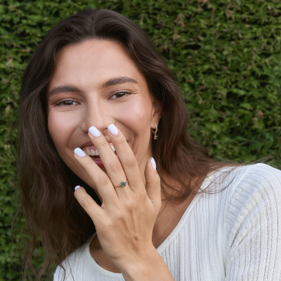 Minimalist moss agate engagement ring THOR