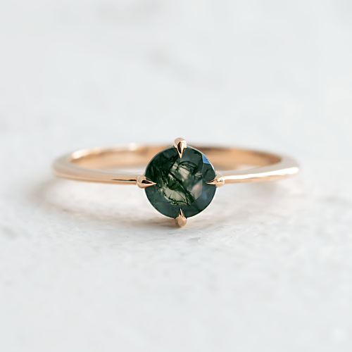 Minimalist moss agate engagement ring THOR