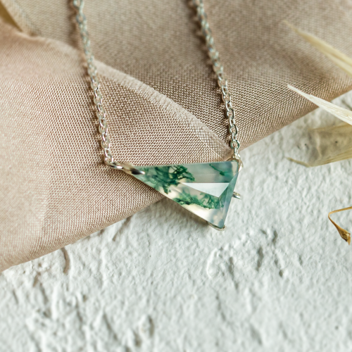 Zlatý náramek s triangle mechovým achátem VANYAR