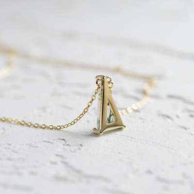 Gold pendant with triangle moss agate ZUZY