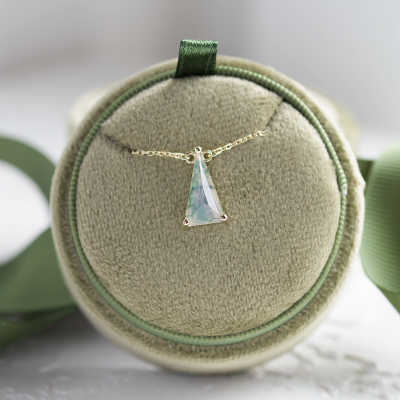 Gold pendant with triangle moss agate ZUZY
