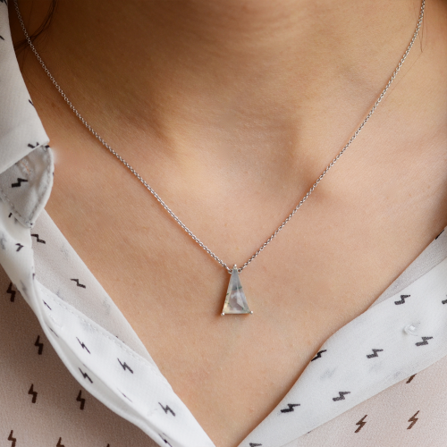 Gold pendant with triangle moss agate ZUZY