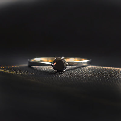 Black diamond ring in black rhodium NEROS