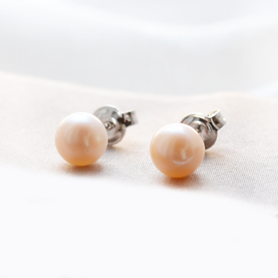 Stud peach pearl earrings QIANA