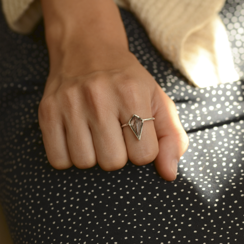 Gold ring with rutile quartz BUNO