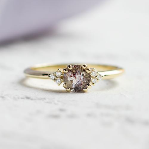 Engagement ring with lepidocrocite and diamonds FRAISE