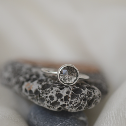 Gold ring with rutile quartz GRANADA