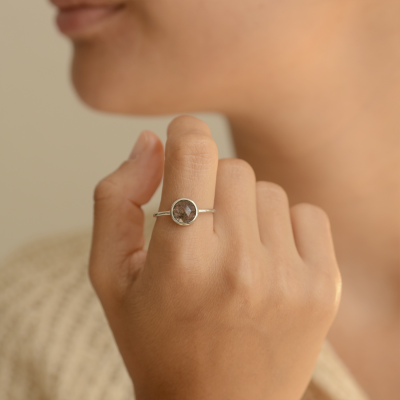 Zlatý minimalistický prsten s rutil quartzem GRANADA