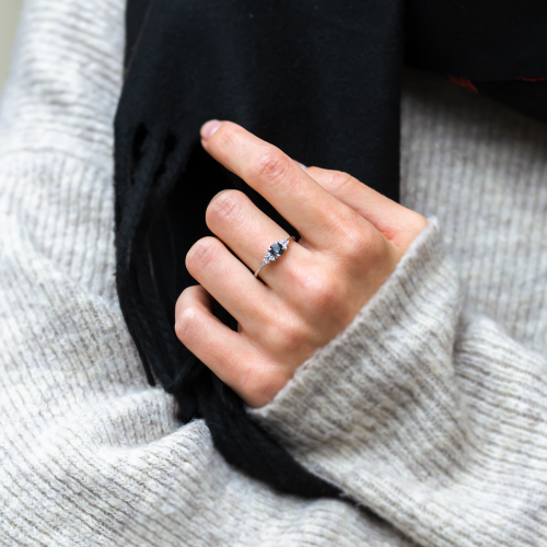 Gold ring with rutilated quartz and diamonds HESTIÁ