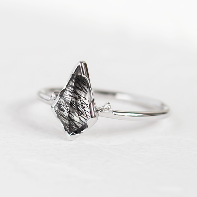 Minimalistický prsten s rutil quartzem a diamanty KIRA