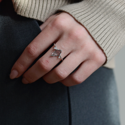 Minimalist ring with rutil quartz and diamonds KIRA