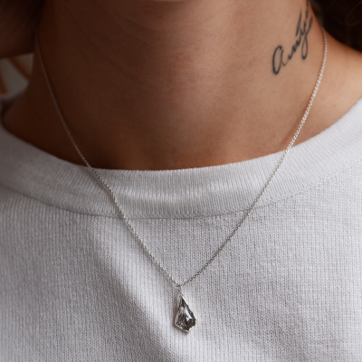 Rutilated quartz pendant with diamond MATTIAS