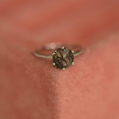 Zlatý prsten s rutil quartzem OLLY