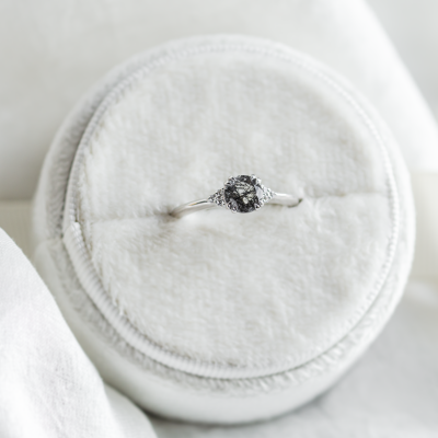 Unusual engagement ring with rutilated quartz and diamonds PRECIOUS