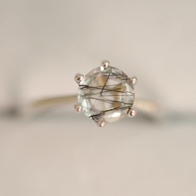 Zlatý prsten s rutil quartzem STAIM