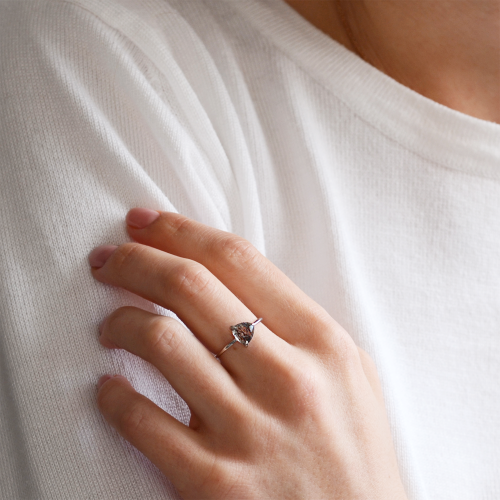 Minimalist rutilated quartz ring TRIGLAV