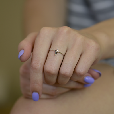 Zlatý prsten s diamantem  salt and pepper ANZI