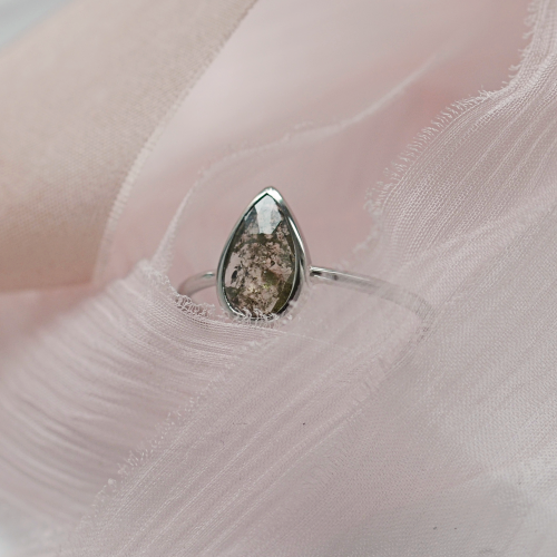 Gold engagement ring with salt and pepper diamond ARDALES