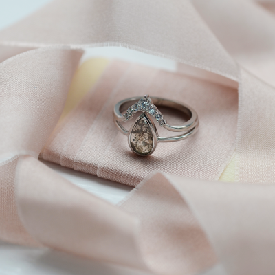 Gold engagement ring with salt and pepper diamond ARDALES