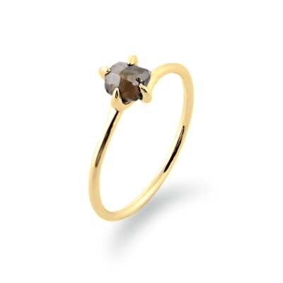 FIONA yellow raw diamond 0.63 Ct.  gold ring