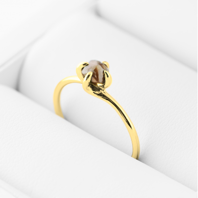 FIONA yellow raw diamond 0.63 Ct.  gold ring